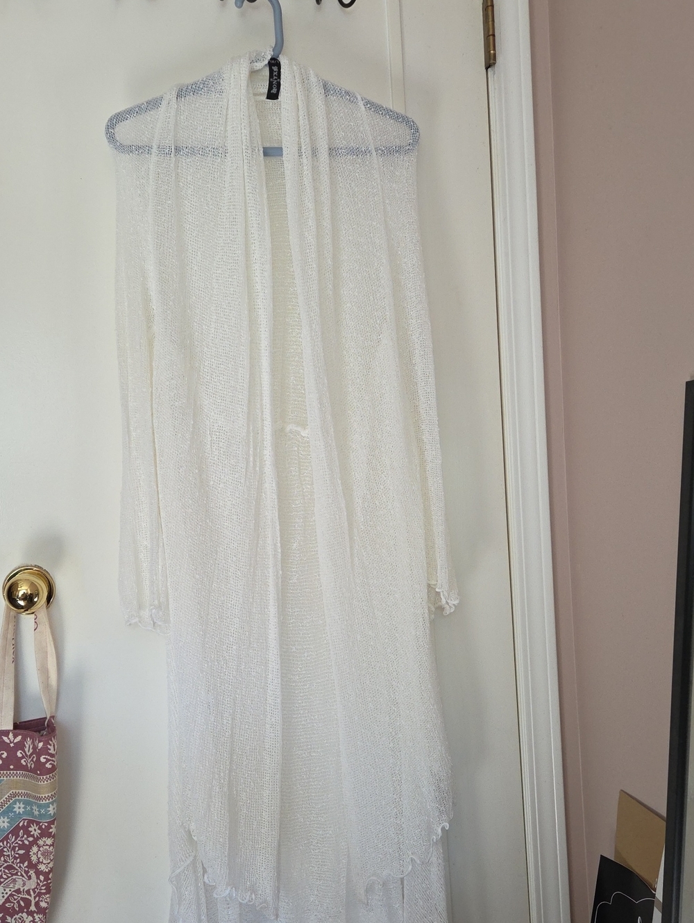 Zara Off-White Sheer Open-Front Long